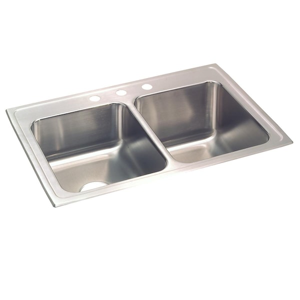 Elkay Lustertone Stainless Steel 33 X 22 X 10-1/8 Equal Double Bowl Top Mount Sink STLR3322R5 - main